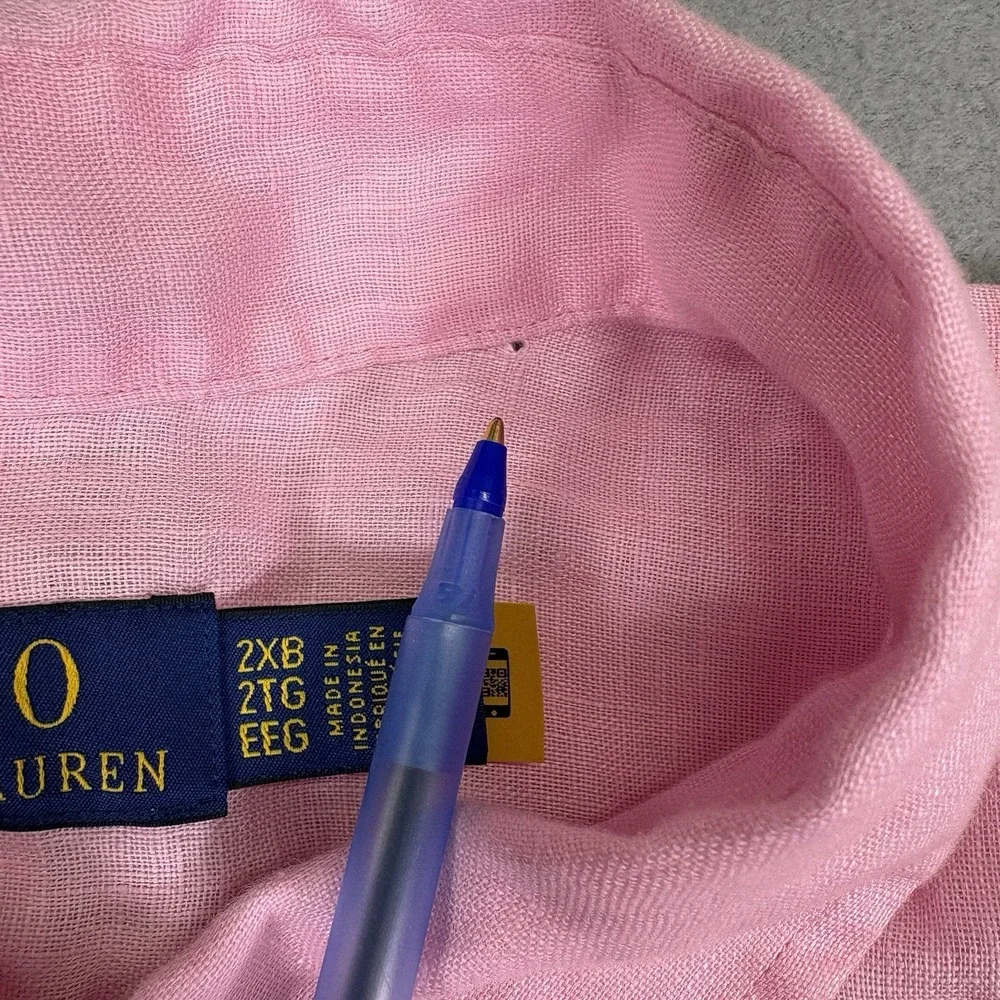 Polo Ralph Lauren 2XB Big Tall 100% Linen Shirt Pink Short Sleeve NWT $138